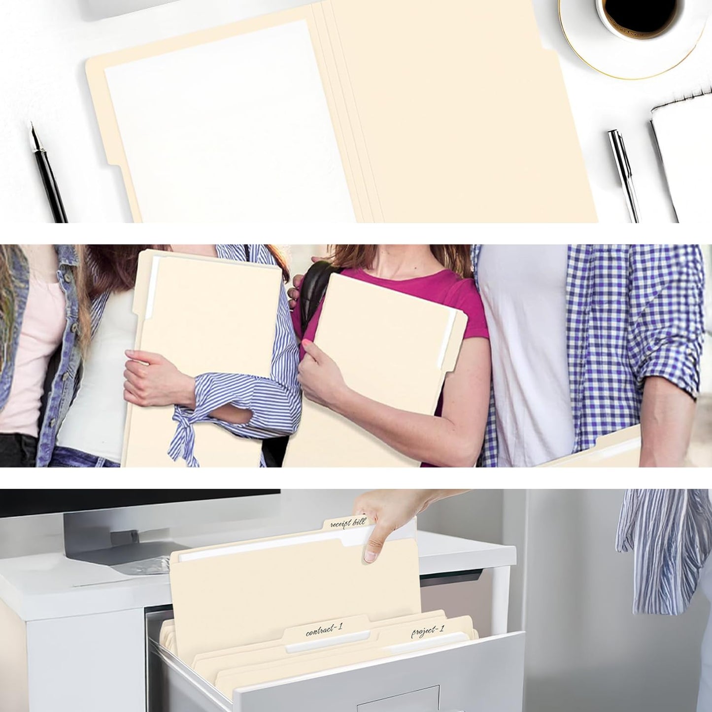 Pendaflex File Folders, Essentials, 1/3 Cut, Legal Size, Manila, Durable 11 pt. Stock, Box of 100, Ideal for Everyday Filing Needs, Top Tab File Organizers