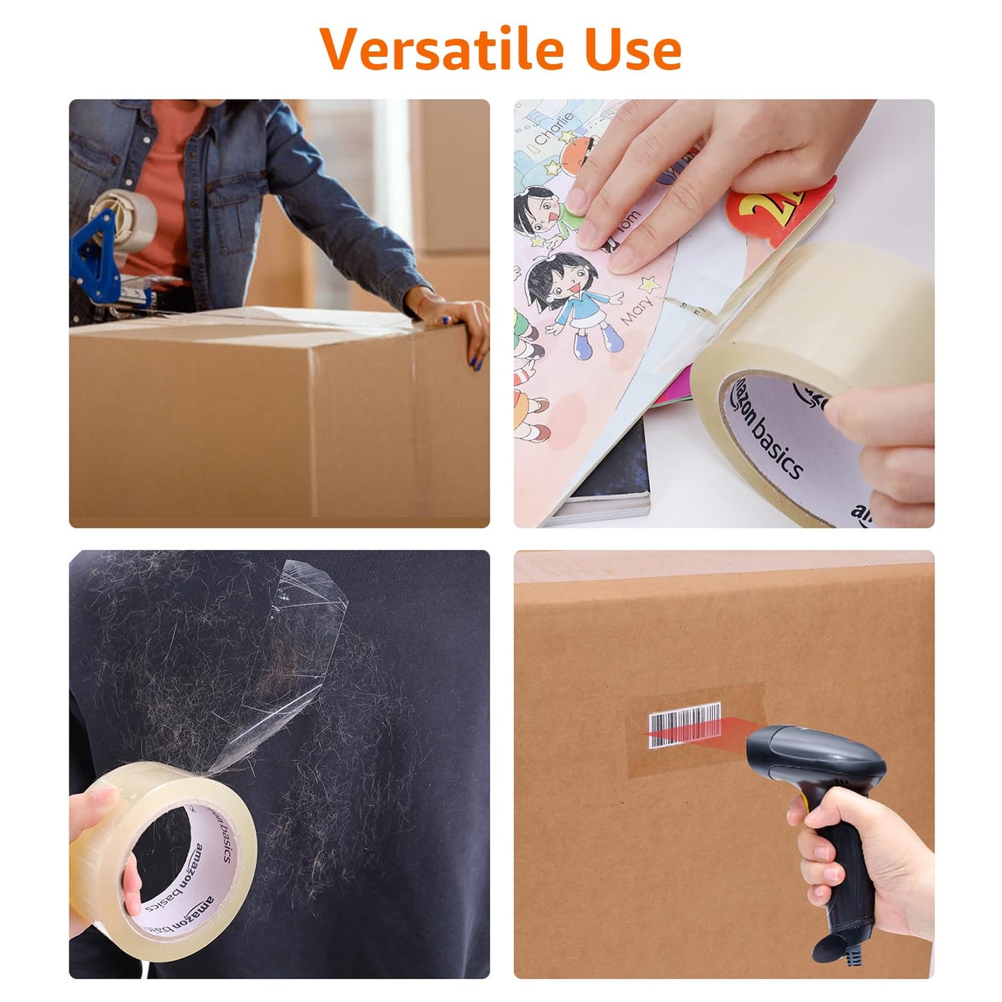 Amazon Basics Packing Tape, 4.7cm x 66m, 0.047mm Thickness (12-Roll), Clear, Ideal for Packaging, Shipping, Moving and Storing