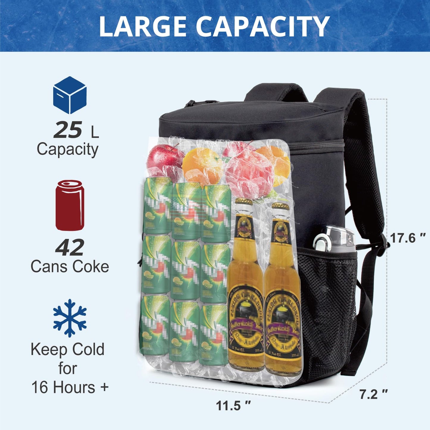 BERRYRIZZ Tactical Backpack Cooler for Men, 25L Large Insulated Backpack Leak-Proof, Heavy Duty Lunch Backpack, Waterproof Ice Chest Bag Women Adults Work Daytrip Camping Beach Hiking, Black