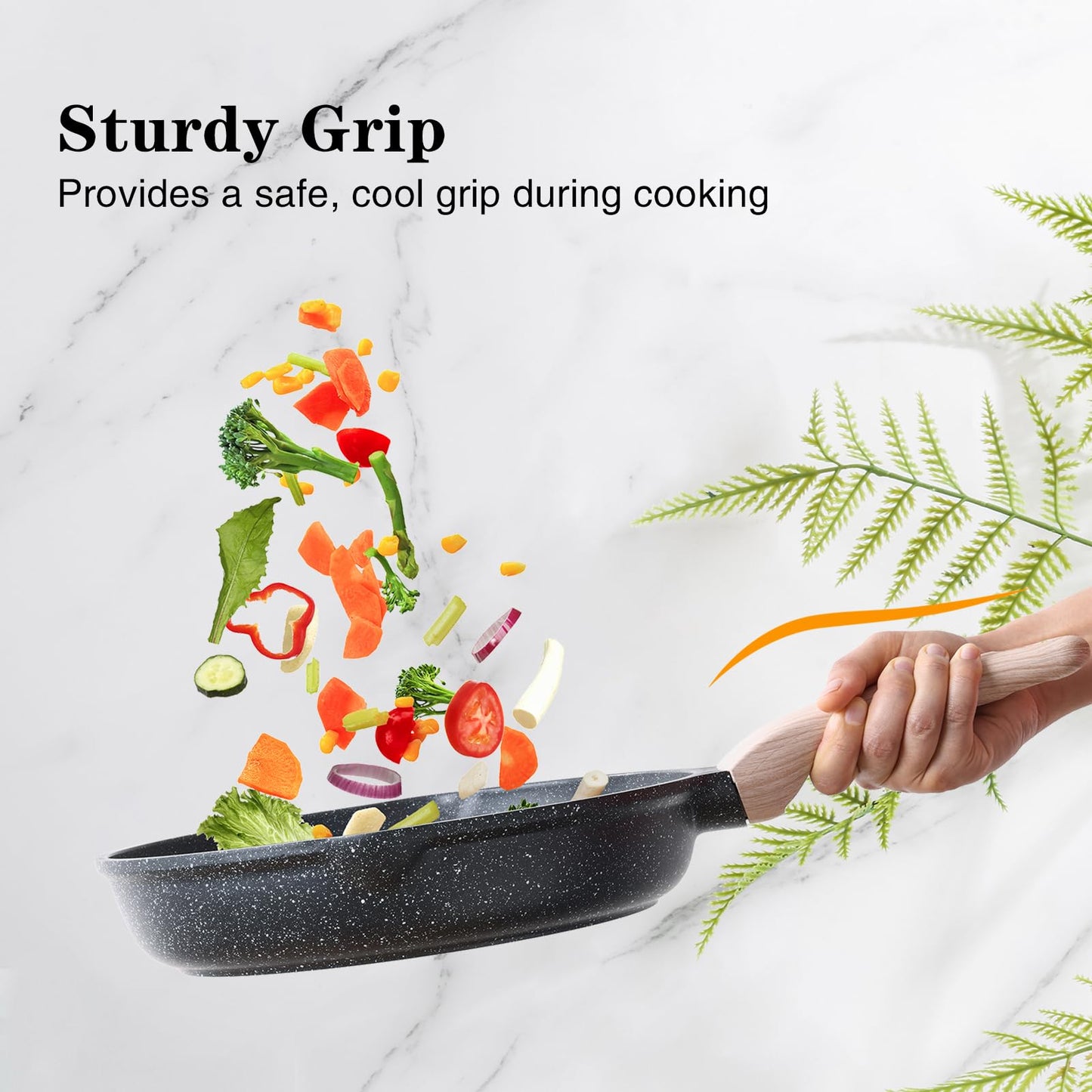 Kordisen Non Stick Frying Pans Set, 3 Piece Skillets and Frying Pans Nonstick, Healthy Induction Cookware for Cooking, Stay-Cool Handle, PFOA Free (8, 9.5, 11 Inch)