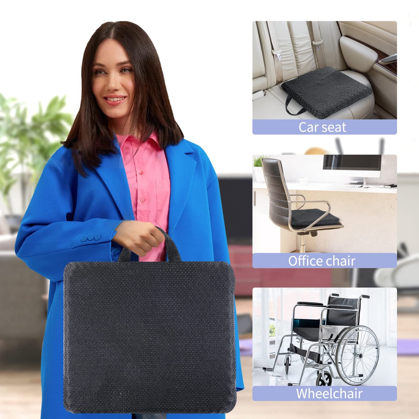 Gel Seat Cushions for Long Sitting,Double Thick Cooling Seat Pads for Buttocks Support Pressure Cushion with Non-Slip Cover, Chair Pads for Car Seat Driver, Office Desk,Wheelchair