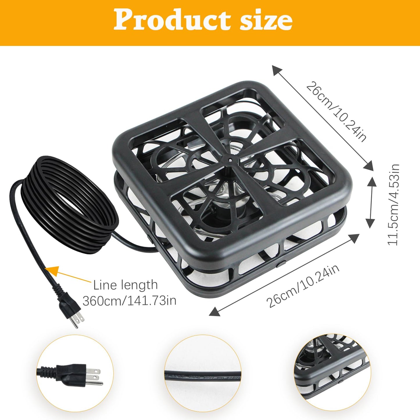 Pond De-icer,Winter Survival Solution for Outdoor Pond Fish,Thermostatic controll Heater with Floating and Diving Modes,Keep Ponds from Freezing Over in Winter(500W,1000W,1500W) (500W)