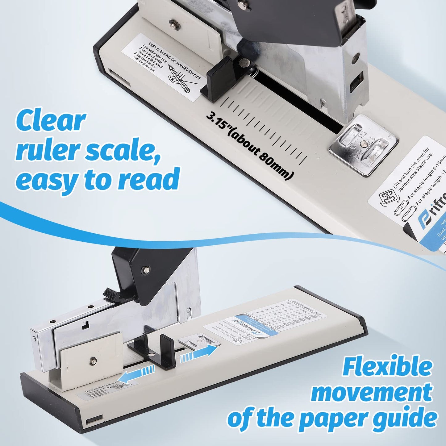 Heavy Duty Stapler - Effortless 240-Sheet Office Stapler with Adjustable Paper Guide, Super Capacity with 4000 Staples