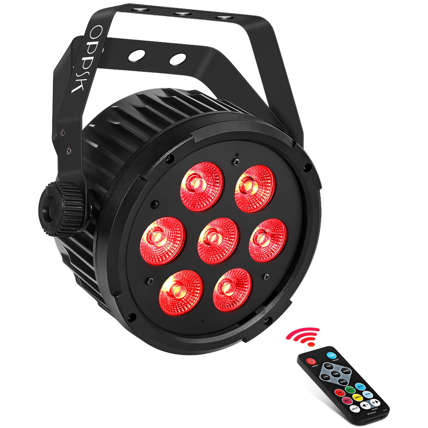 OPPSK LED Stage Par Light - 70W 7LED RGBWA Stage Light - Sound Activated Auto Play Remote & DMX Control - Uplighting for Events Birthday Wedding Church Music Concert Halloween Christmas