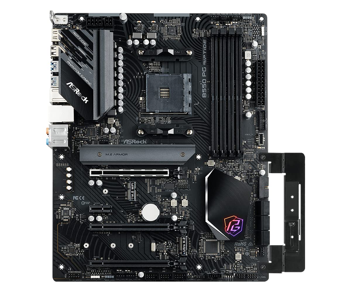 ASRock AMD B550 PG Riptide ATX Motherboard Dual Channel DDR4 4933 MHz AM4 Socket 128 GB SATA3 6.0 Gb/s M.2