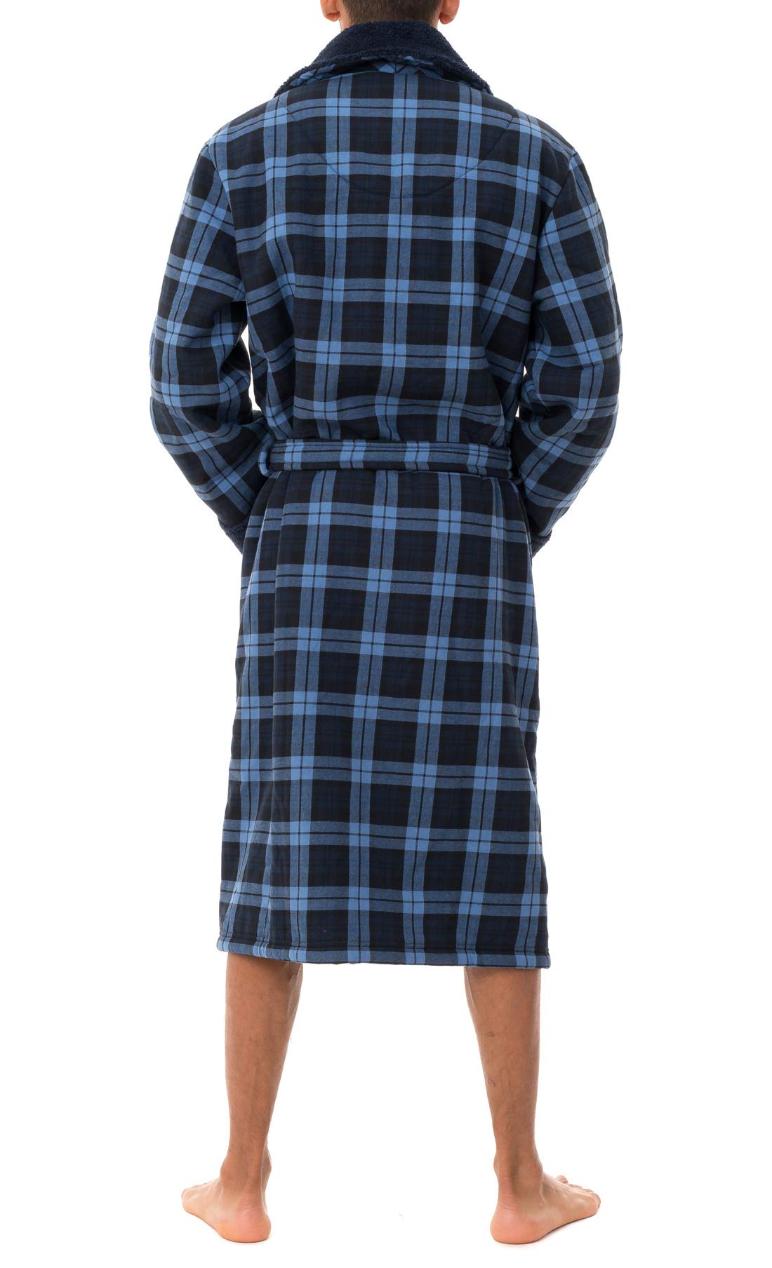 John Christian Men's Bonded Fleece Robe, Blue Check, Navy / Blue, XX-Large