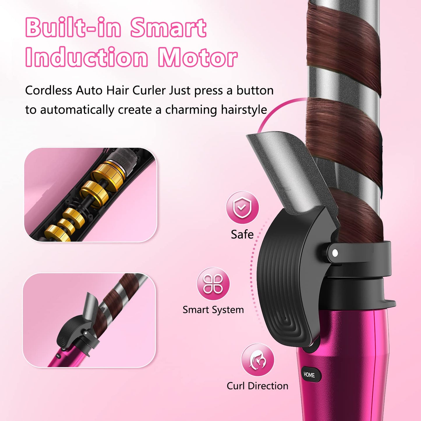 Auto Rotating Curling Iron 3 in 1 Interchangeable Heating Iron Barrels