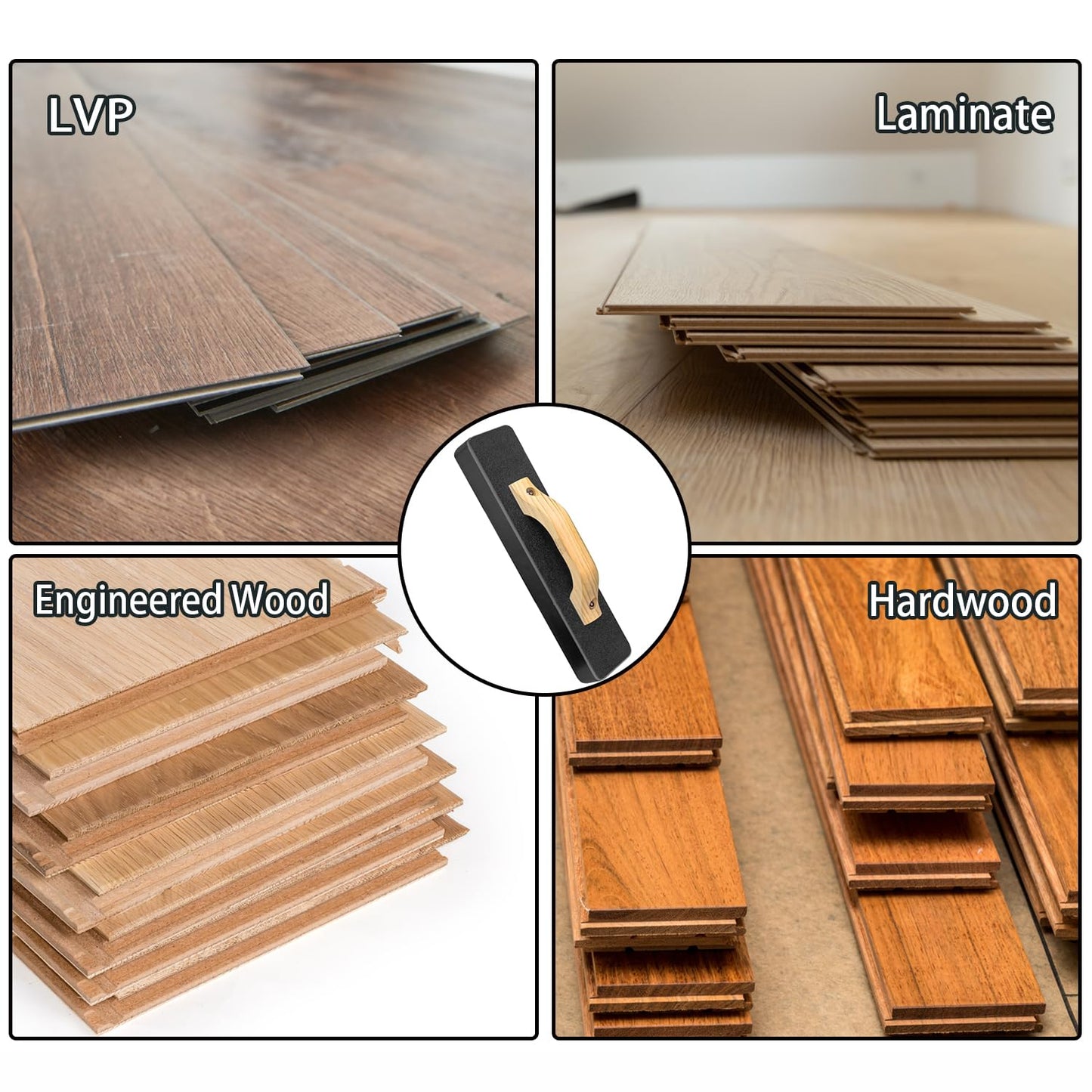 NAACOO Heavy Big Tapping Block, 2.7lbs | 15-1/2in, Direct Floor Tapping, HDPE Material, Wooden Handle, Joins Wooden Floors