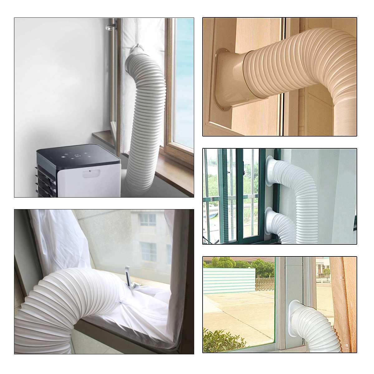 Bysameyee Portable Air Conditioner Hose, 5.9 Inch Diameter 80 Inch Length AC Exhaust Vent Flexible Hose, Anti-Clockwise Thread Air Conditioner Parts Compatible with LG, Delonghi and More
