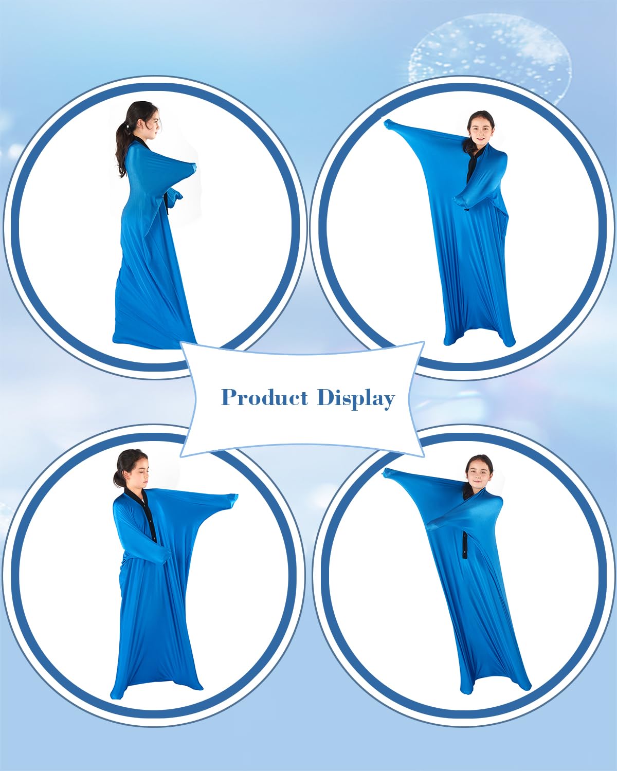 TOPARCHERY Sensory Sox Body Socks ,56" x 27" Full Wrap to Relieve Stress Deep Pressure Simulation,Good for Height: 52"-61" Large, Blue