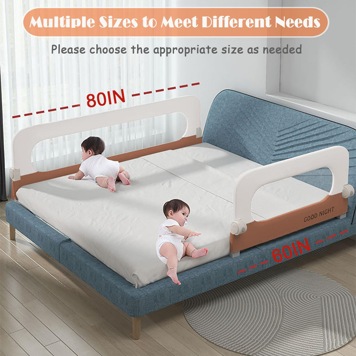 Foldable Baby Bed Rail for Toddlers, Adjustable Height Baby Bed Rail Guard Swing Down Baby Bed Safety Side Rails,Portable Bed Rails Guard Bumper for Full Queen King Size