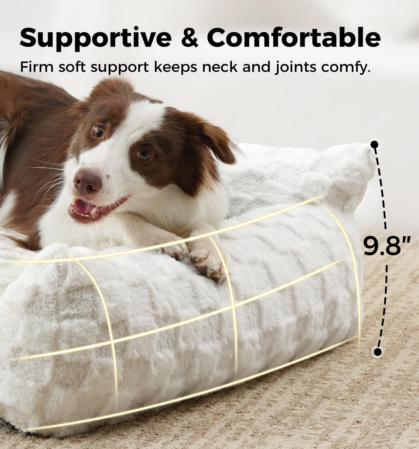 Made4Pets Cat Beds for Indoor Cats Washable Small Dog Bed for Small Cat/Dog with Non-Slip Bottom Pet Couch Sofa Fluffy 26×20×10 Inch Up to 15lbs-White