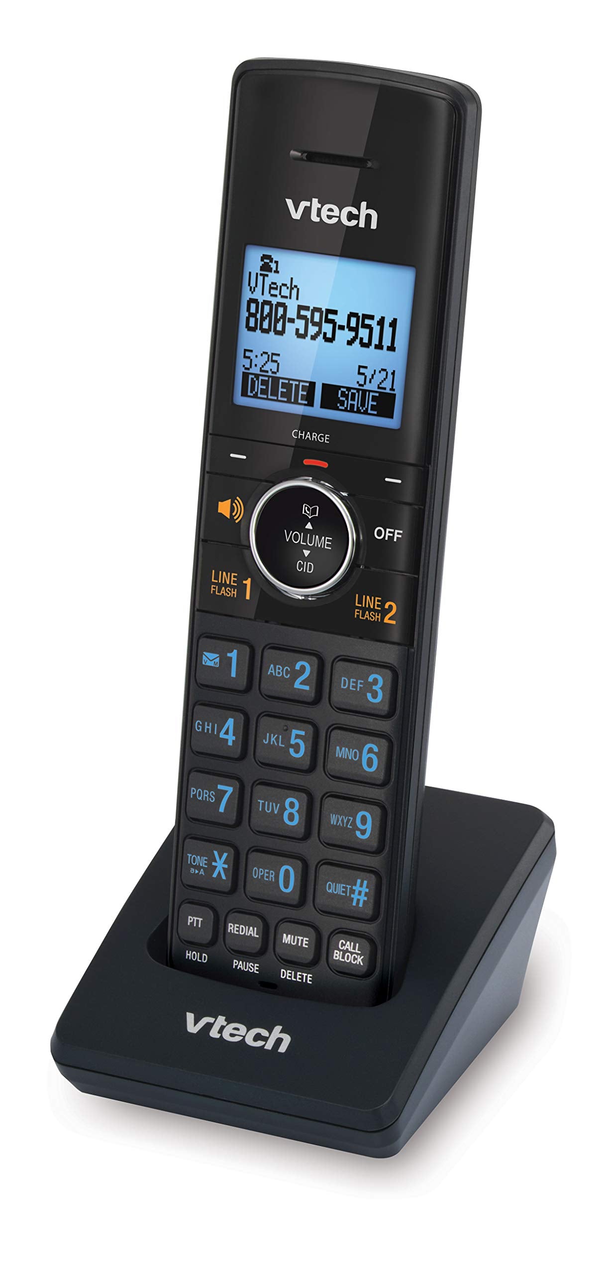 VTech DS6250 Dect_6.0 1-Handset 2-Line Landline Telephone, Black