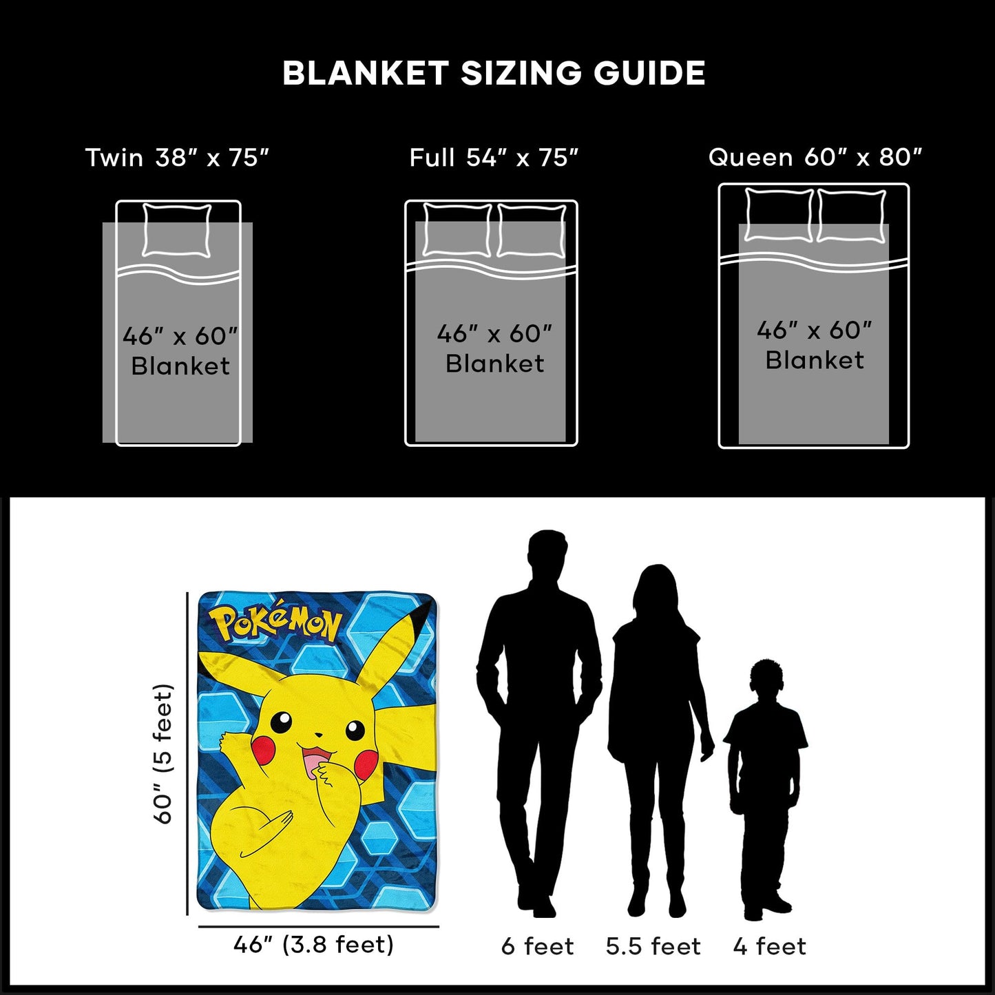 Northwest Pokémon, Glitch Pikachu Micro Raschel Throw Blanket, 46" by 60", Glitch Pikachu