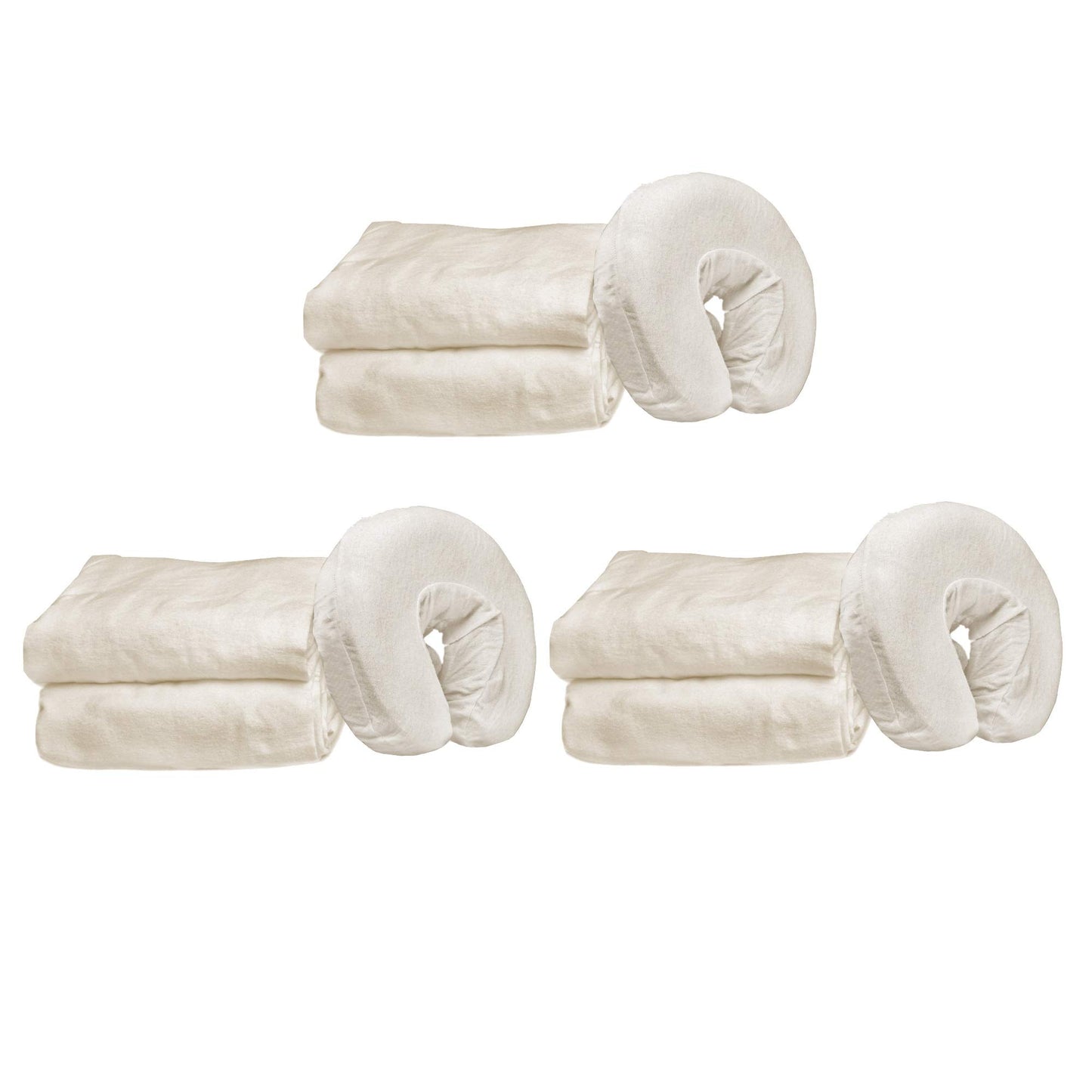 Master Massage Multi 3-Pack Deluxe Massage Table Flannel 3 Piece Sheet Set - 100% cotton White