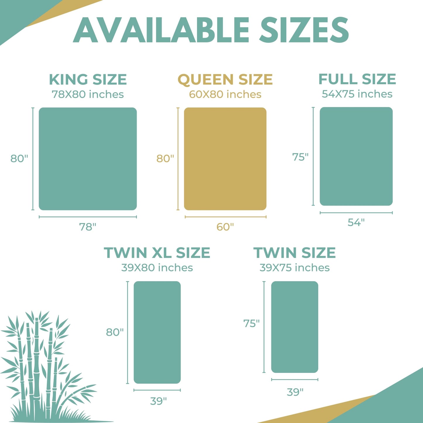 Queen Size 60x80” Premium Bamboo Waterproof Mattress Protector, 100% Viscose from Bamboo, Hypoallergenic, Cooling Mattress Pad Cover, Soft & Breathable Fitted Sheet Style up to 18" Deep - Rest Line