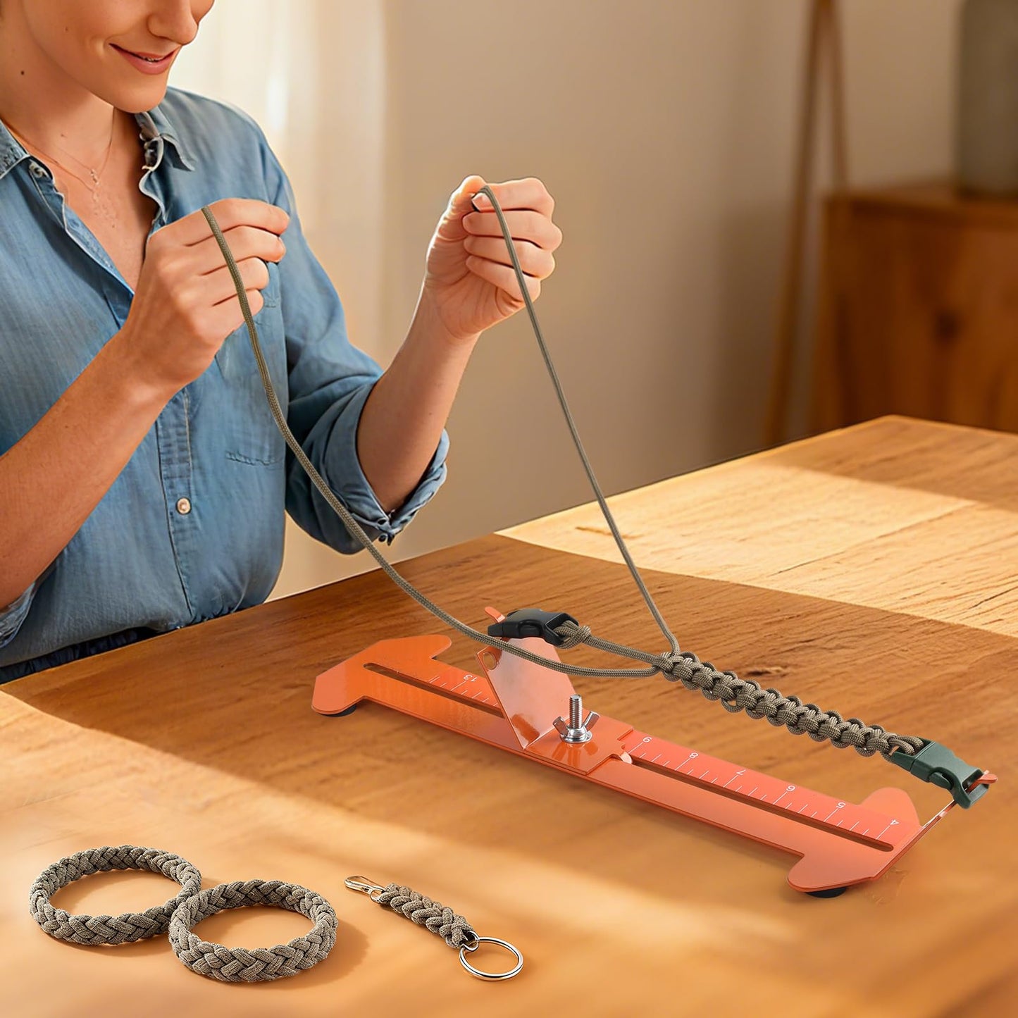 Paracord Jig Tools Bracelet Making Kit Paracord Jig Weaving Tools Accessories Loom DIY Craft Maker with 5 Cords and 6 Buckles with Marlin Spike Kit