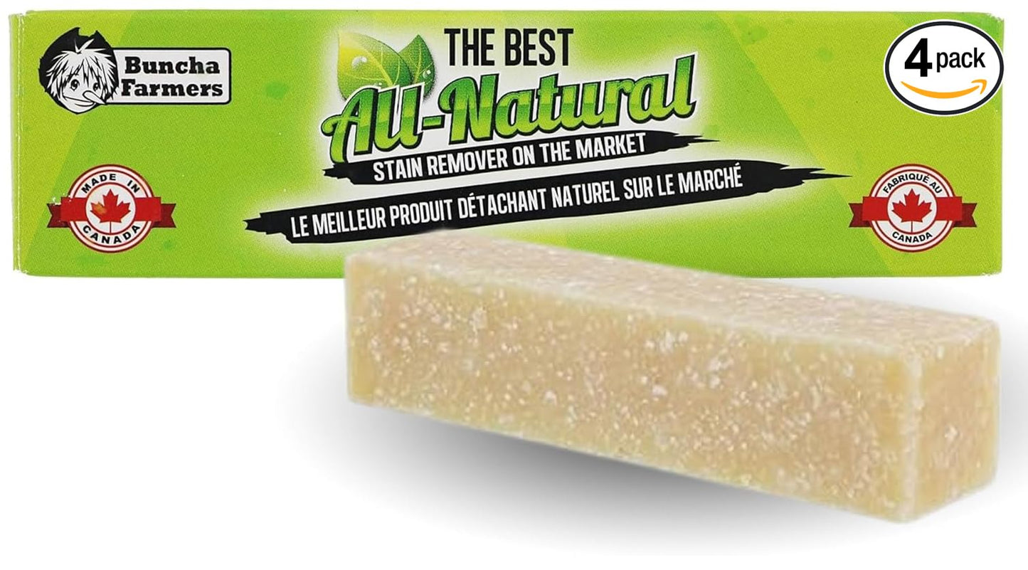 Buncha Farmers All Natural 100% Biodegradable Environmentally Friendly Stain Remover Stick (Made in Canada) 4 pack