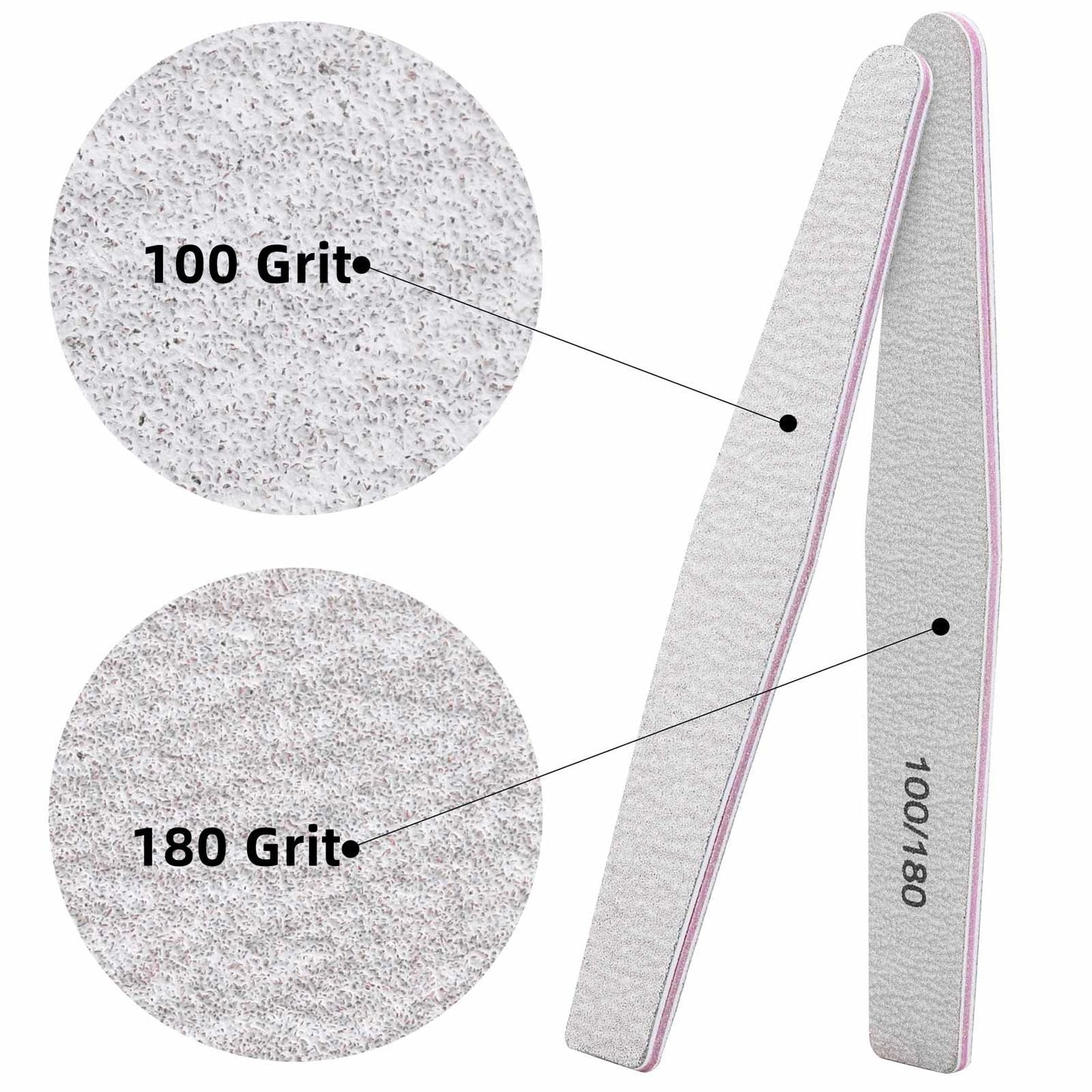 100 Pieces Nail Files 100/180 Grit Reusable Double Sided Emery Boards Nail Buffing Files for Acrylic Nails and Natural Nails