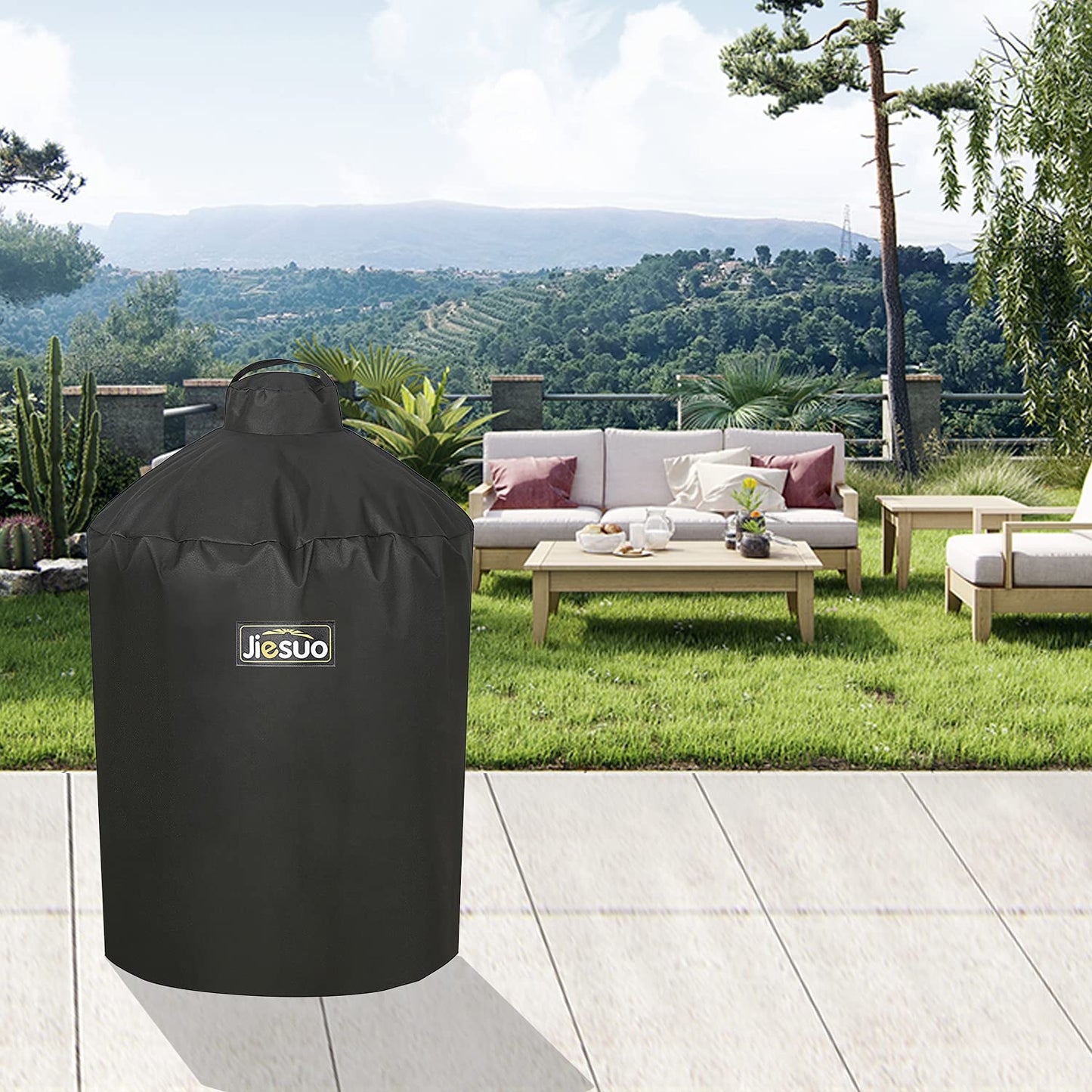 JIESUO Cover for Large Big Green Egg, Extra Large Big Green Egg Grill Accessories, Heavy Duty Waterproof BBQ Cover