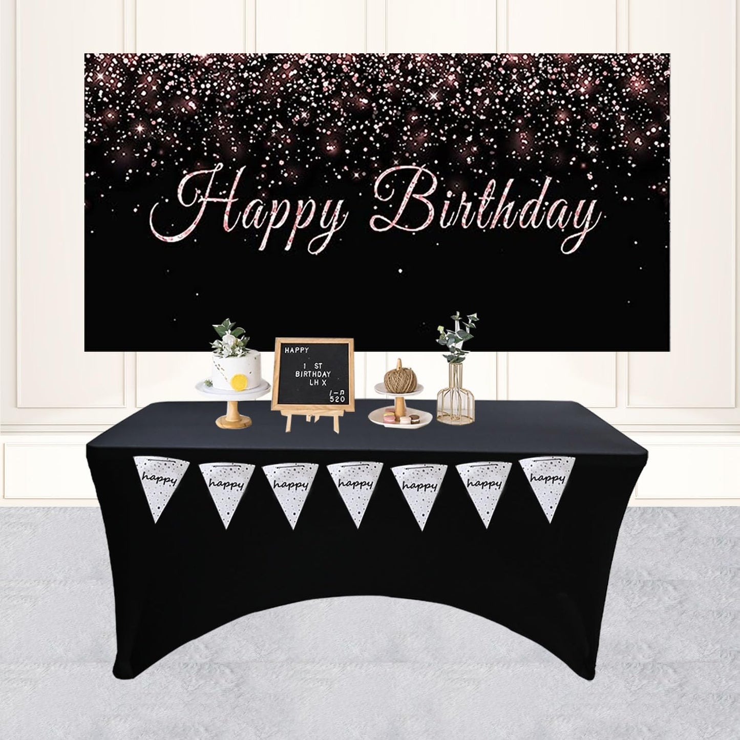 6 Pack - Elegant Black Stretch Spandex Table Cover (72Lx30Wx30H Inches), Non-Iron Fitted Tablecloth for 6-Foot Rectangular Folding Tables -Ideal for Banquets, Weddings & Festivals