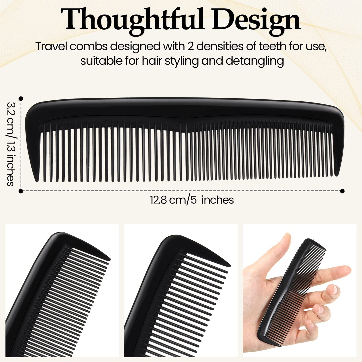 Mimorou 150 Pieces Hair Combs Bulk Black Plastic Pocket Hair Combs 5 Inch Fine and Wide Tooth for Women and Men, Hotel, Travel, Charity, Homeless, Nursing Home