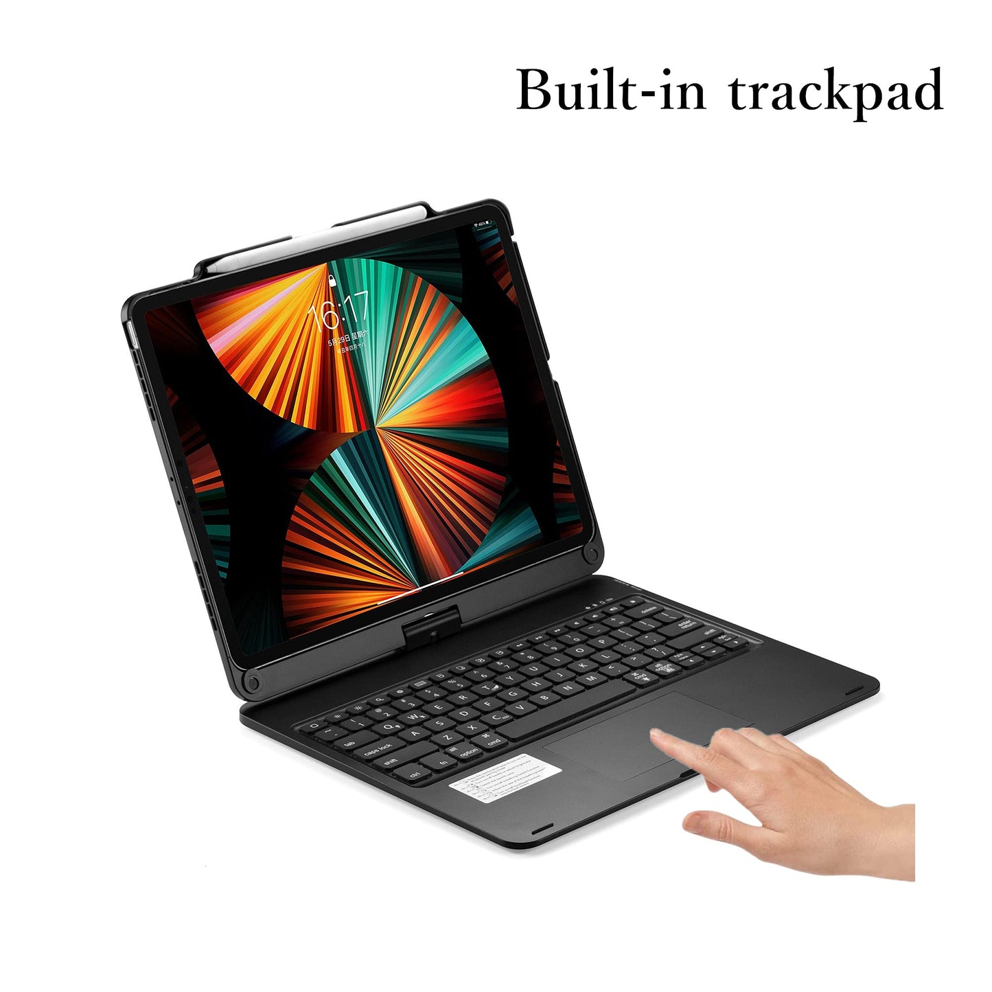 360° Rotatable Touch Keyboard for iPad Air 13 inch M2/ iPad Pro 12.9 inch 2022 6th Generation, Pro 12.9" 5th 4th 3rd Generation Backlight Keyboard Trackpad Foldable Keyboard Cover (Black)