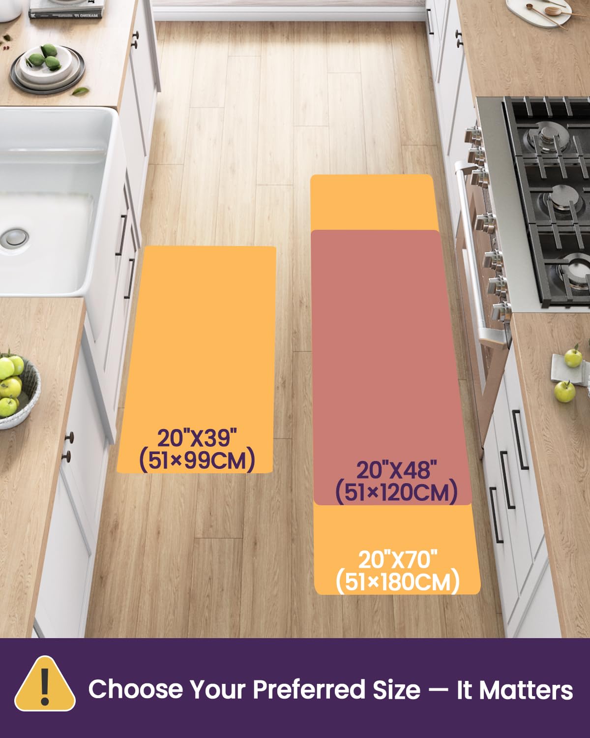DEXI Kitchen Mats for Floor Anti Fatigue Standing Desk, 3/4 Inch Extra Thick Waterproof Runner Rug, Non Slip Cushioned Comfort for Office, Laundry Room, 20x39, Black