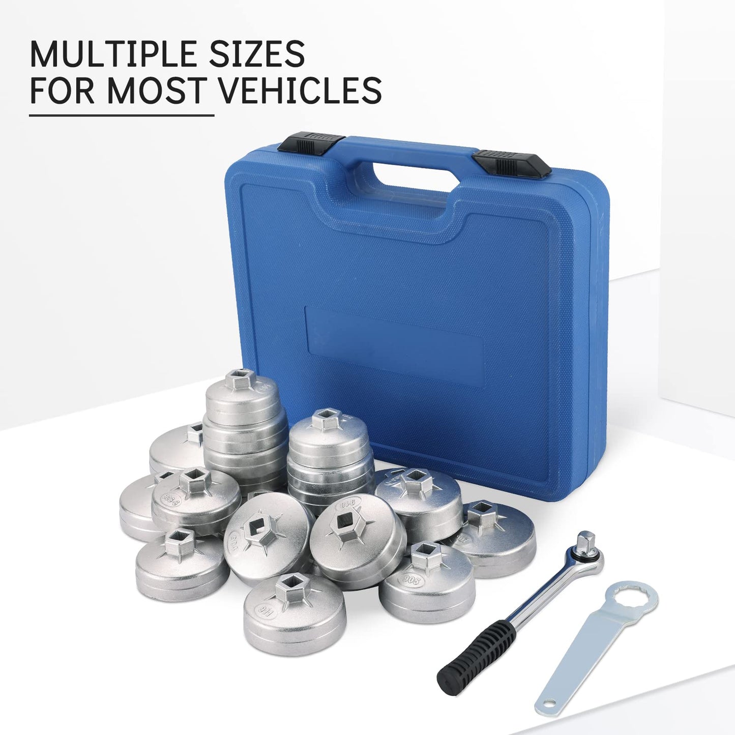 Acymner 23PCS Oil Filter Removal Tool, Oil Filter Removal Cap Wrench Socket Tool Set 1/2" Automotive Garage Tool