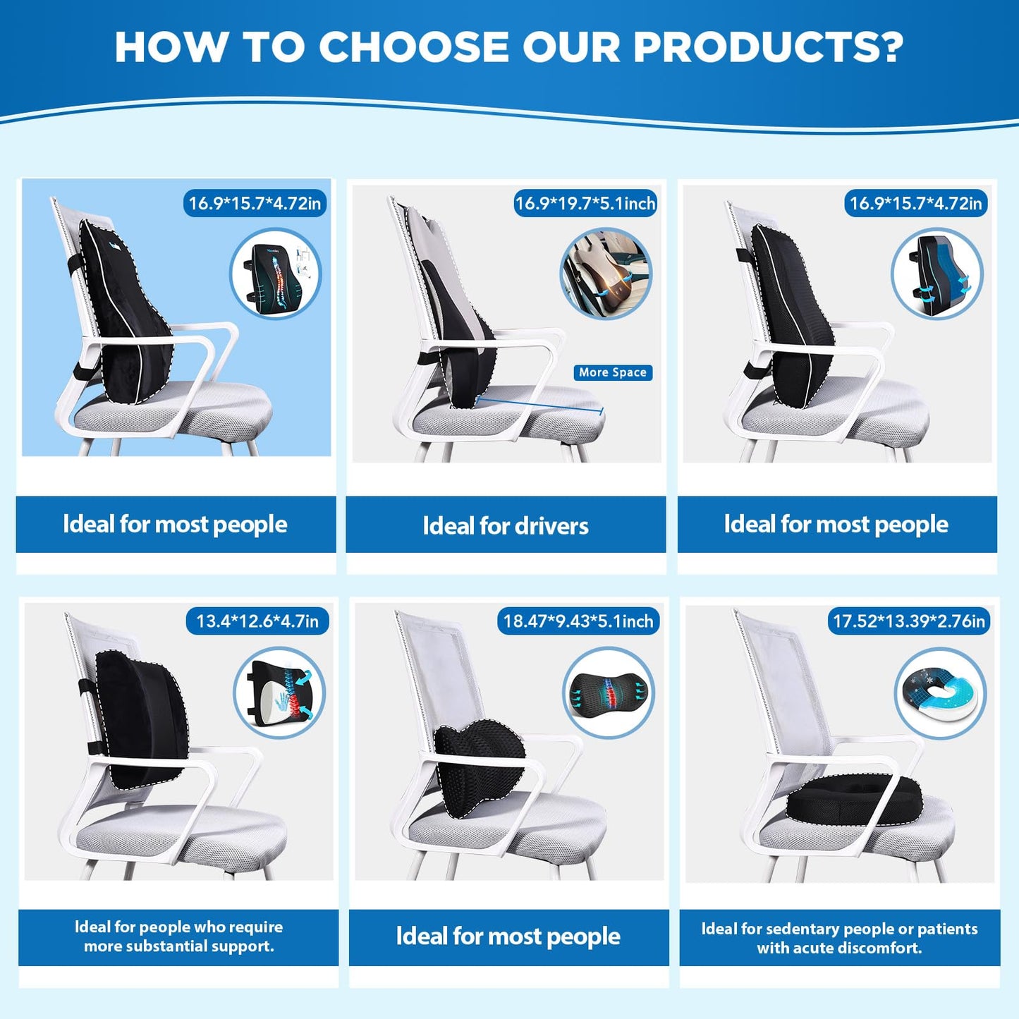 Lumbar Support Pillow for Office Chair Car Lumbar Pillow Lower Back Pain Relief Memory Foam Back Cushion with 3D Mesh Cover Gaming Chair Back Pillow Ergonomic Back Rest for Wheelchair Desk