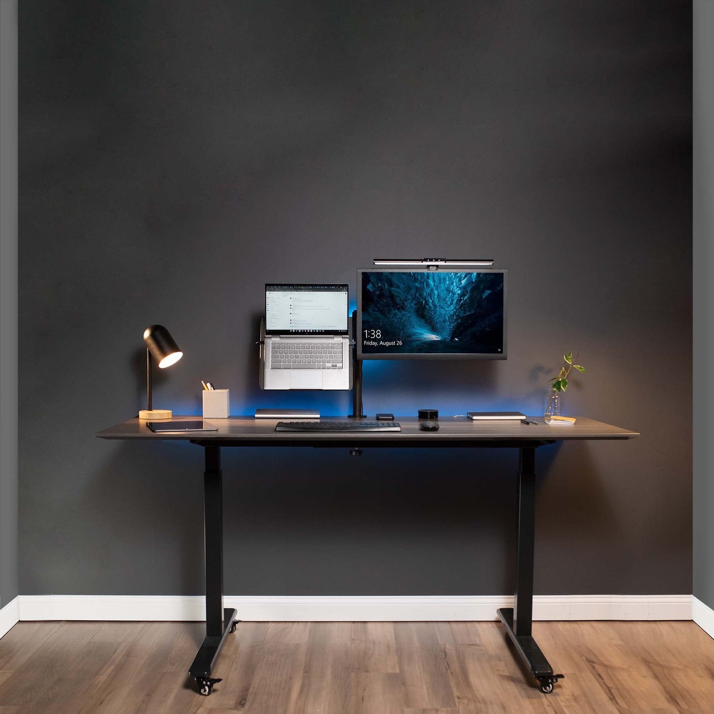 VIVO Black Fully Adjustable 13 to 32 inch Single Computer Monitor and Laptop Desk Mount Combo, Stand with Grommet Option, Fits up to 17 inch Laptops STAND-V002C