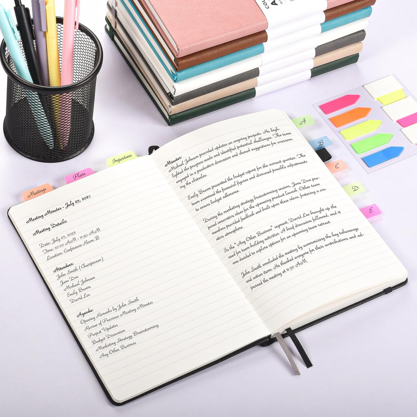 6 Pack Journal Notebooks for Work with 6 Pens, A5 Hardcover Notebook,Business Notebooks Bulk, College Ruled Notebook for Men, Leather Journal for Writing, 160 Pages, 100GSM Thick Paper (5.7" x 8.3")