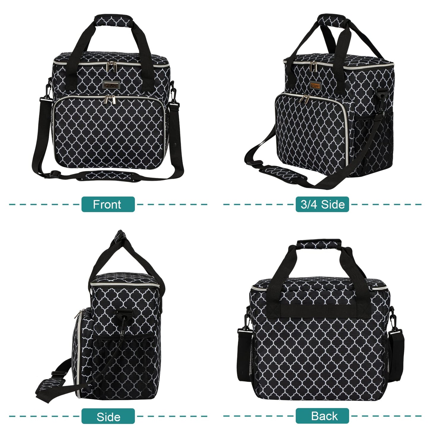 BAGLHER Dog Travel Bag, Pet Travel Bag(All Pet Travel Supplies), with 2 Pet Food Containers and 3 Collapsible Silicone Bowls; Essential Kits for Pet Travel DLblack