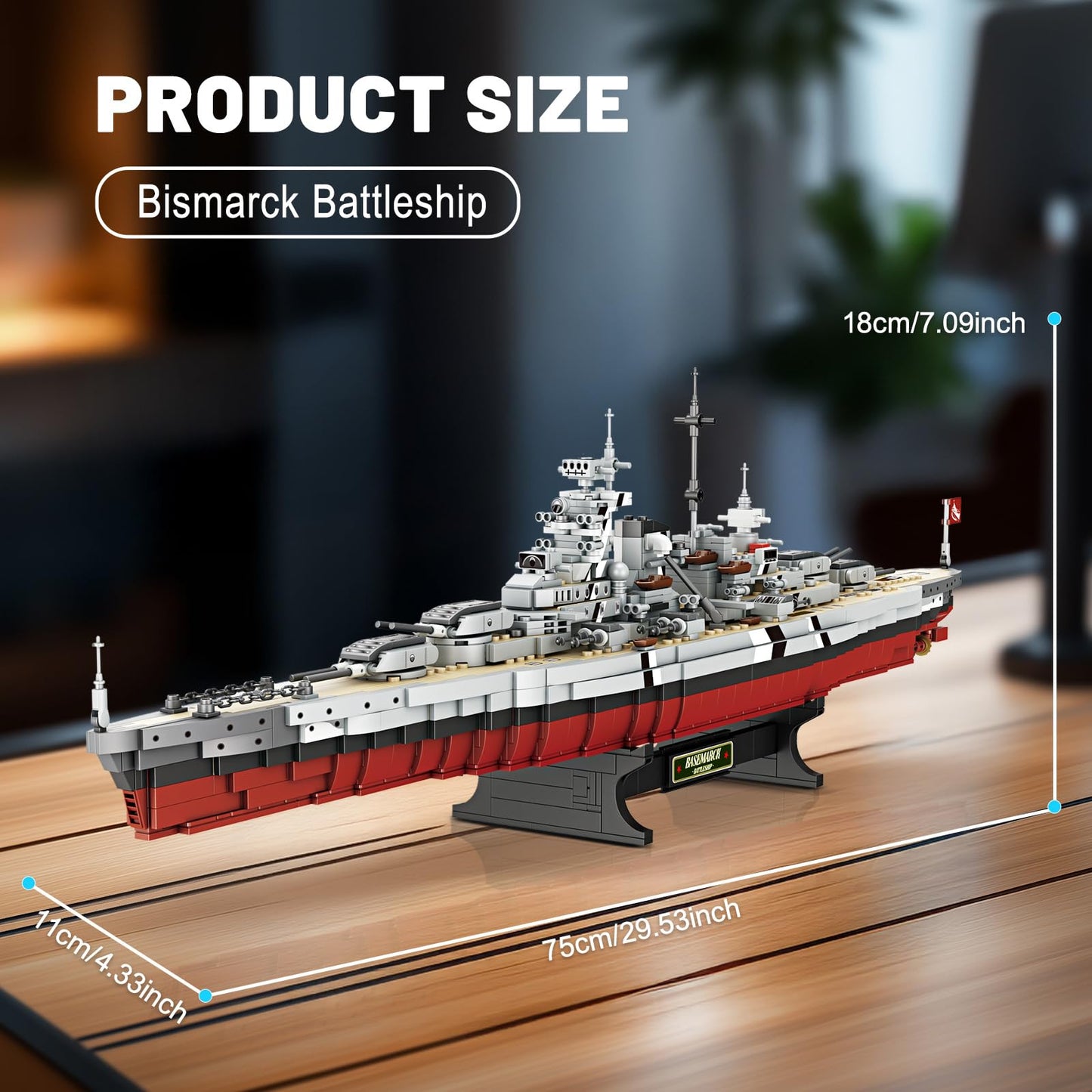 Brihappen Bismarck Battleship Building Kits for Adult Men Boys (2081Pieces) - Large Military World-Class Bismarck Battleship Model for Home Office Collection, Birthday Gifts for Building Blocks Lover