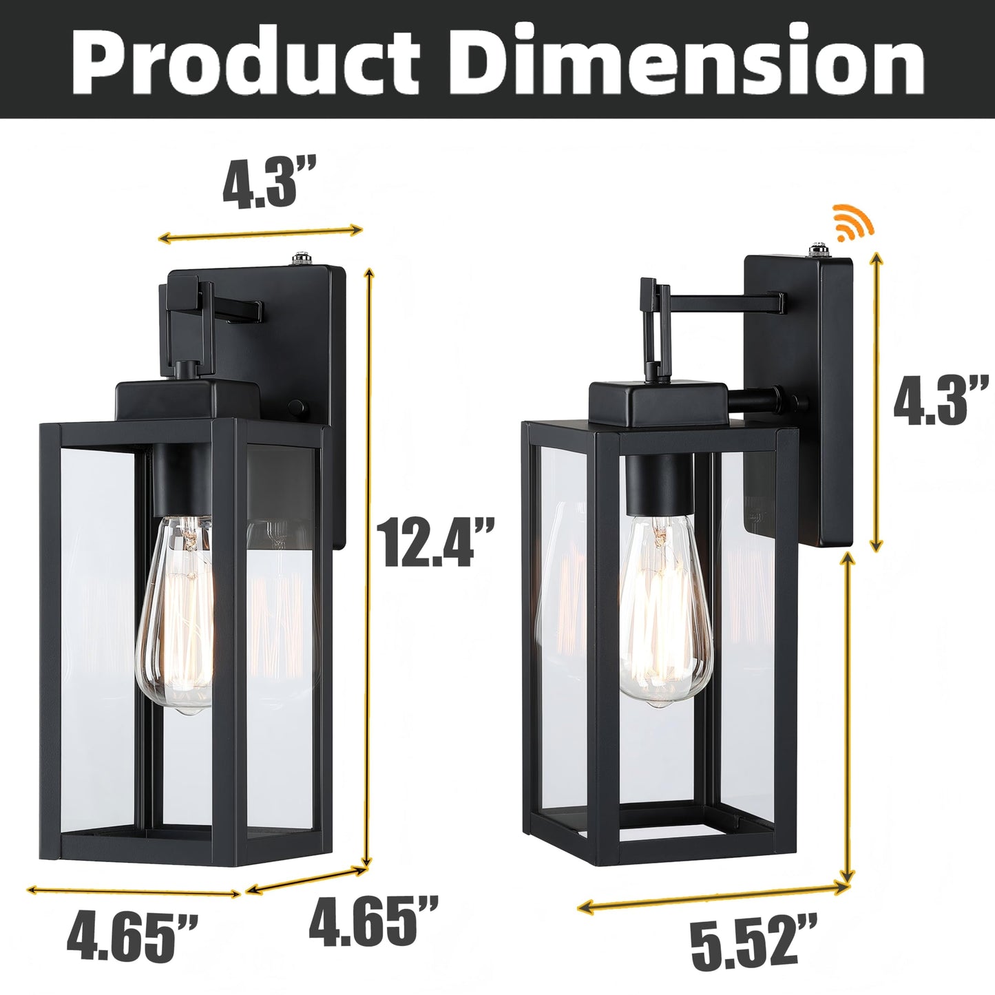 2 Pack 12 Inch Outdoor Wall Lights Dusk to Dawn,Exterior Sconce Lights with Sensor Photocell Black Wall Lantern for Porch Patio Garage Dusk to Dawn Outdoor Lighting Set of 2