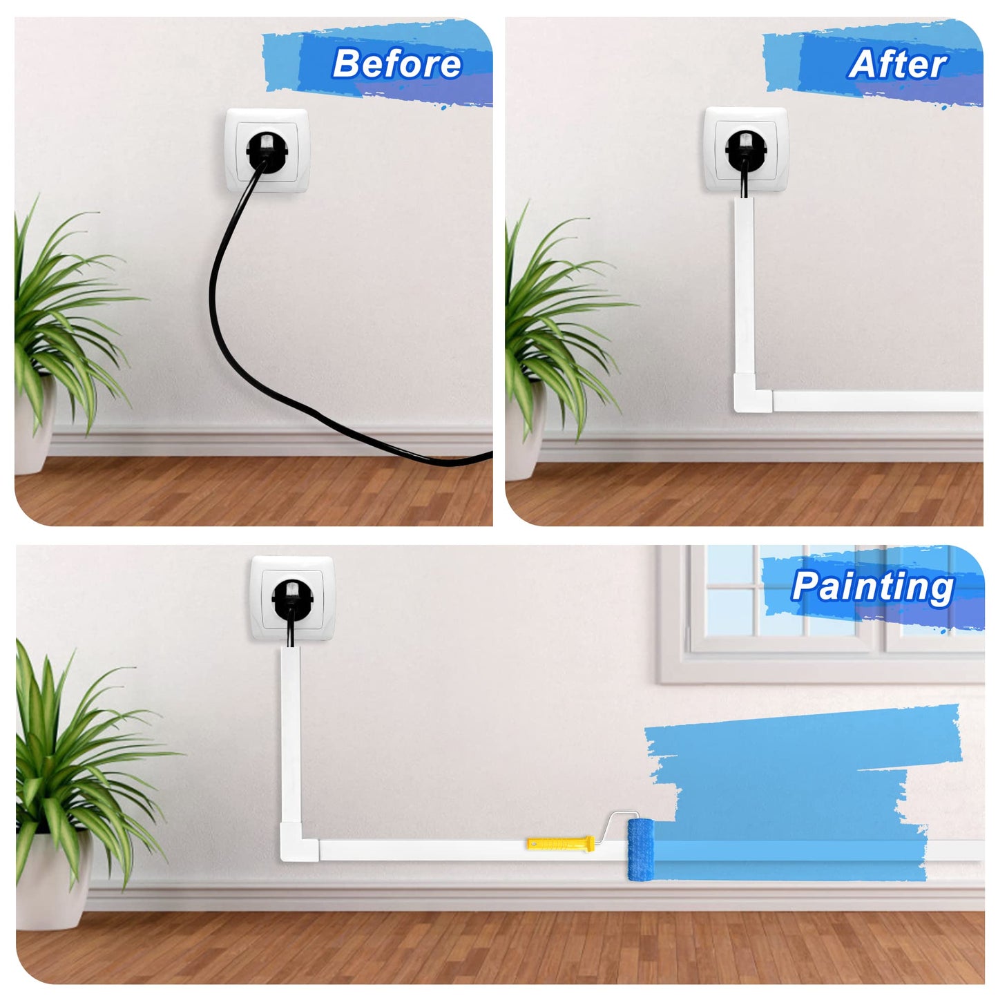 LZEOY Wire Covers for Cords Kit-392.5in Wire Hiders for TV on Wall, White Cord Cover Wall, Cable Hider Wall Mounted TVs, TV Cable Hider Kit for Wires Cover, Cord Concealer, 25 x L15.7 W0.95 H0.55 in