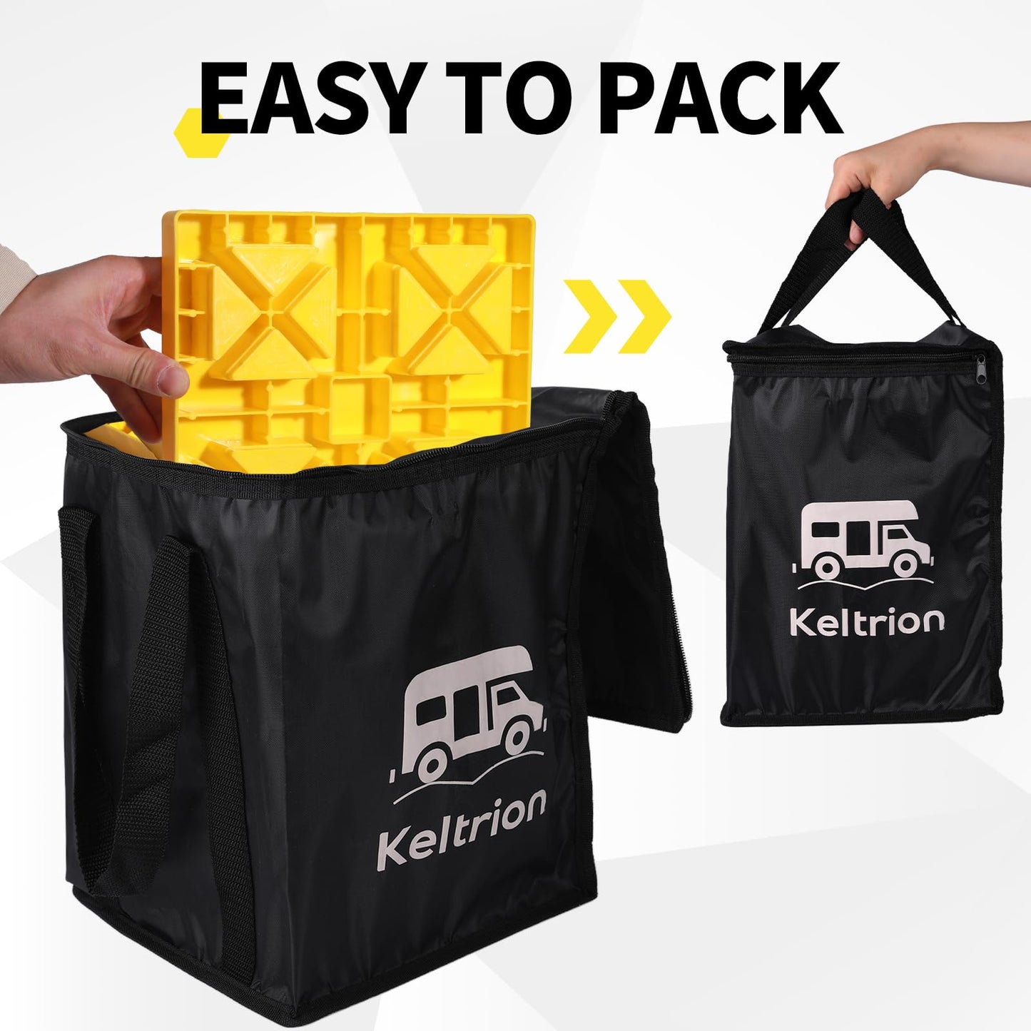 Keltrion Camper/RV Leveling Blocks,12 Packs Suitable for 4 Wheels, Interlocking and Anti-Slip Design with Carrying Bag, Heavy-Duty for Camper Travel Trailer, Yellow