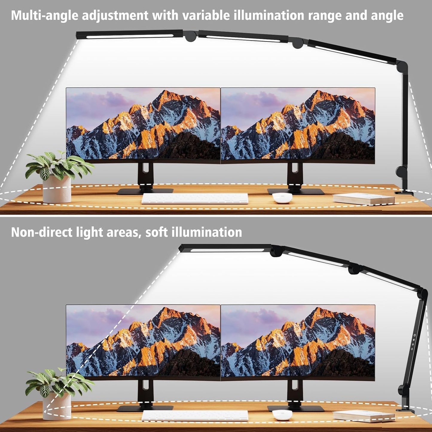AILBTON LED Desk Lamp with Clip,Multi-Angle Flexible 4 Sections 3 Light Sources Office Desk Lamp,4 Color Temperatures and 5 Brightness Levels,Night Eye Care Table Lamp