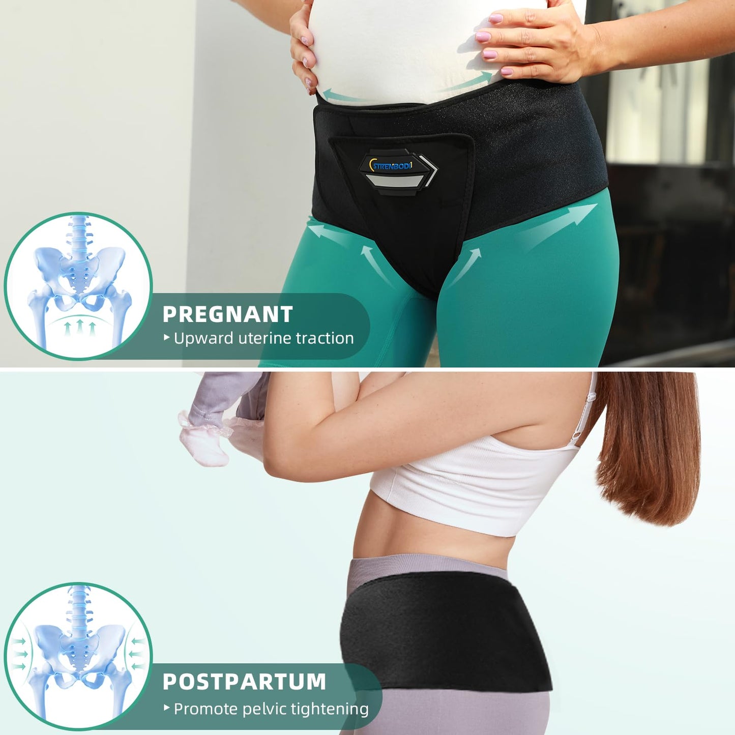 Pregnancy & Maternity Belt with Compression Groin Band - For Hernia, Pelvic Floor Pain Prolapse Belly Band with Groin Straps Uterine Prolapse (Large)