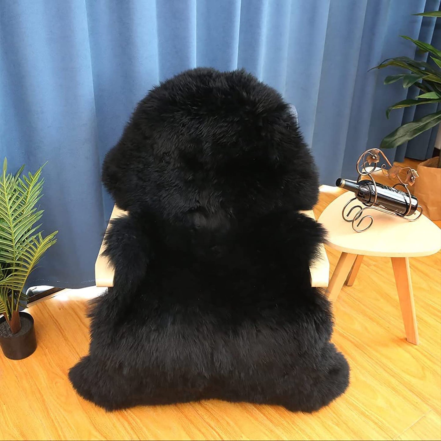 WL&ALLEN Large Sheepskin Rug - Genuine Thick and Lush 3 Inch Pile, Luxury Australian Pelts, Wool Area Rug (Single Pelt 2'6" x 3'7", Black)
