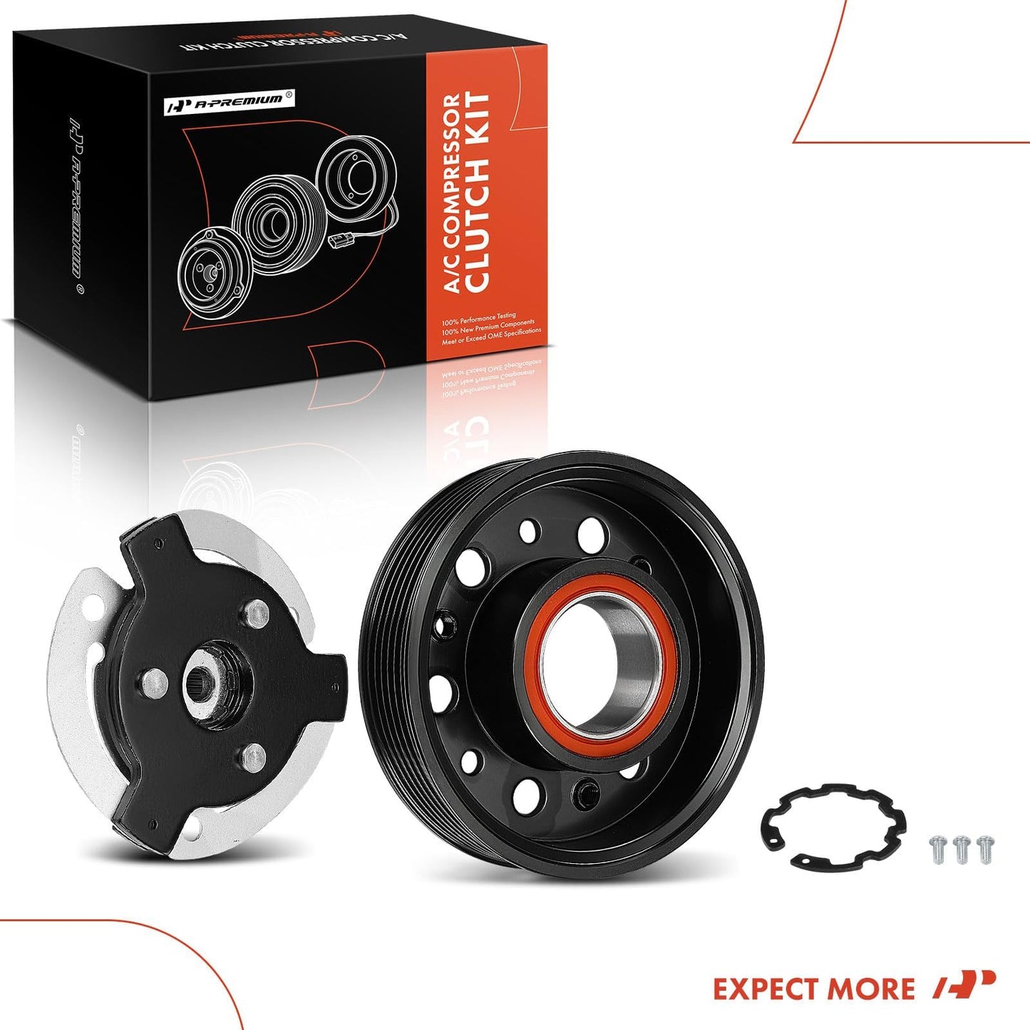 A-Premium Air Conditioner AC Compressor Clutch Kit Compatible with Volkswagen Jetta, Passat, Golf, Tiguan, Beetle, CC, Eos, GTI, Golf City, Golf R, Passat CC & A3, TT, A3 Quattro, TT Quattro