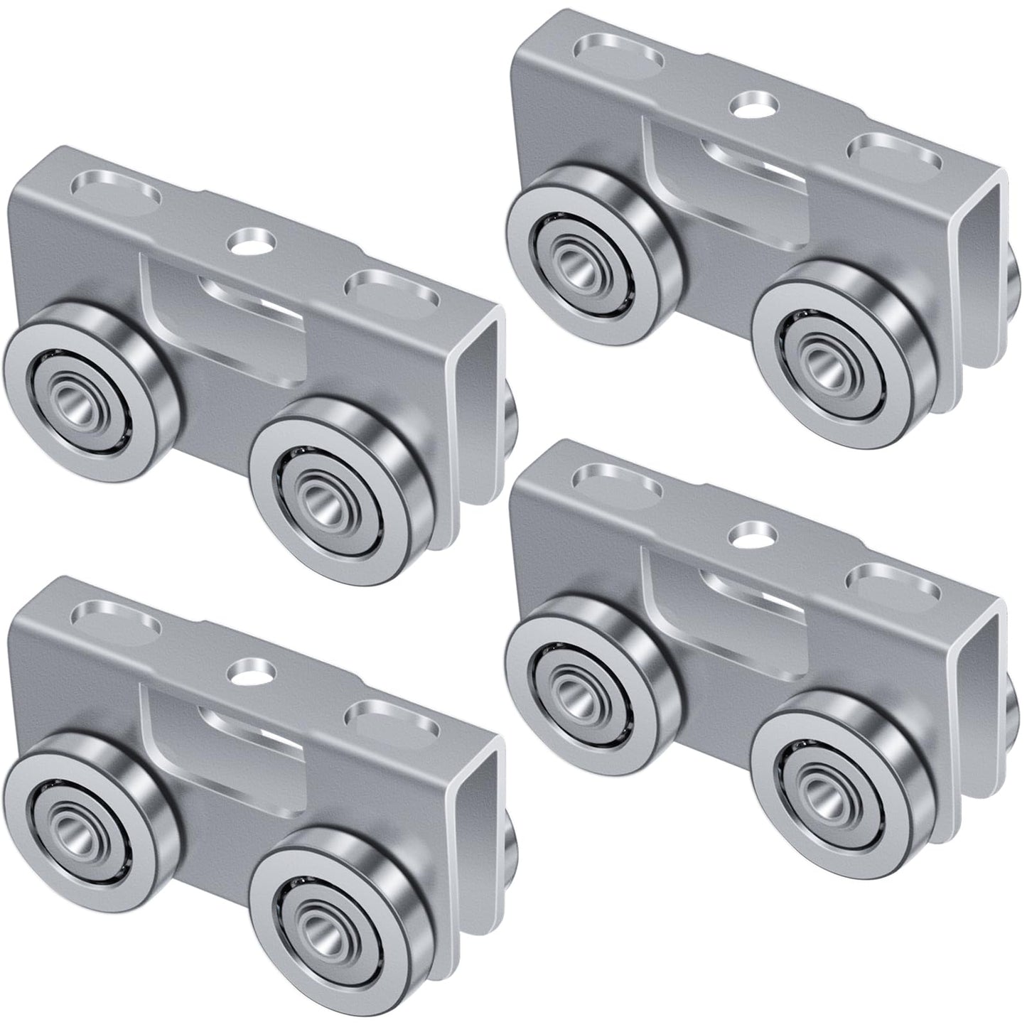 4 Wheel Trolley Assembly Light Duty, Silent Load Trolley Roller Electric Hoist Trolley for Use with 1-5/8" or Taller Strut Channel, Electro-Galvanized Zinc(4 Pack)