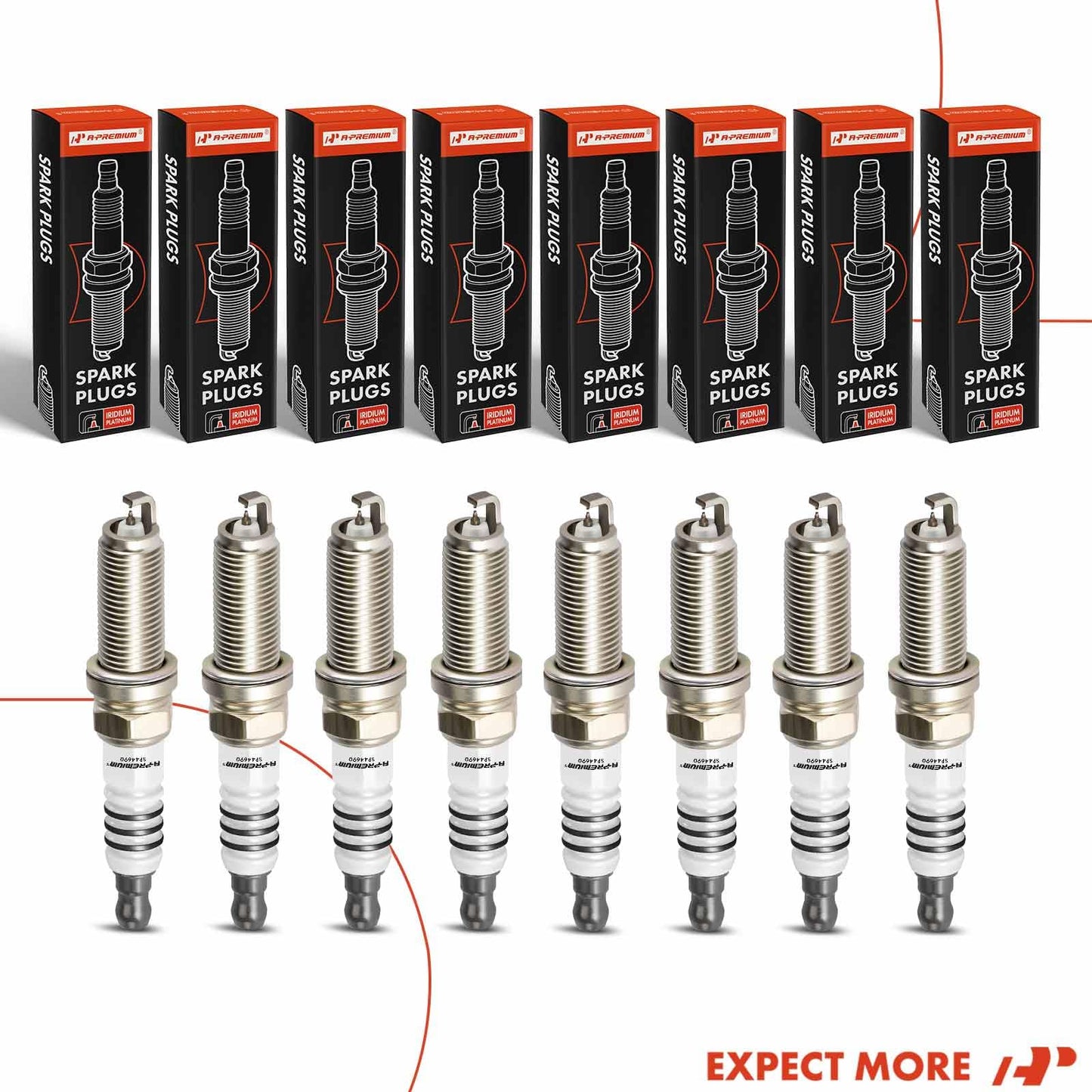 A-Premium 8PCS 4469 Iridium Platinum Spark Plugs Compatible with Nissan Titan, Pathfinder & Jeep Grand Cherokee & Ram 1500 & Dodge Ram & Chrysler 300 & Hyundai Genesis, 4.6L-5.7L, 2002-2020