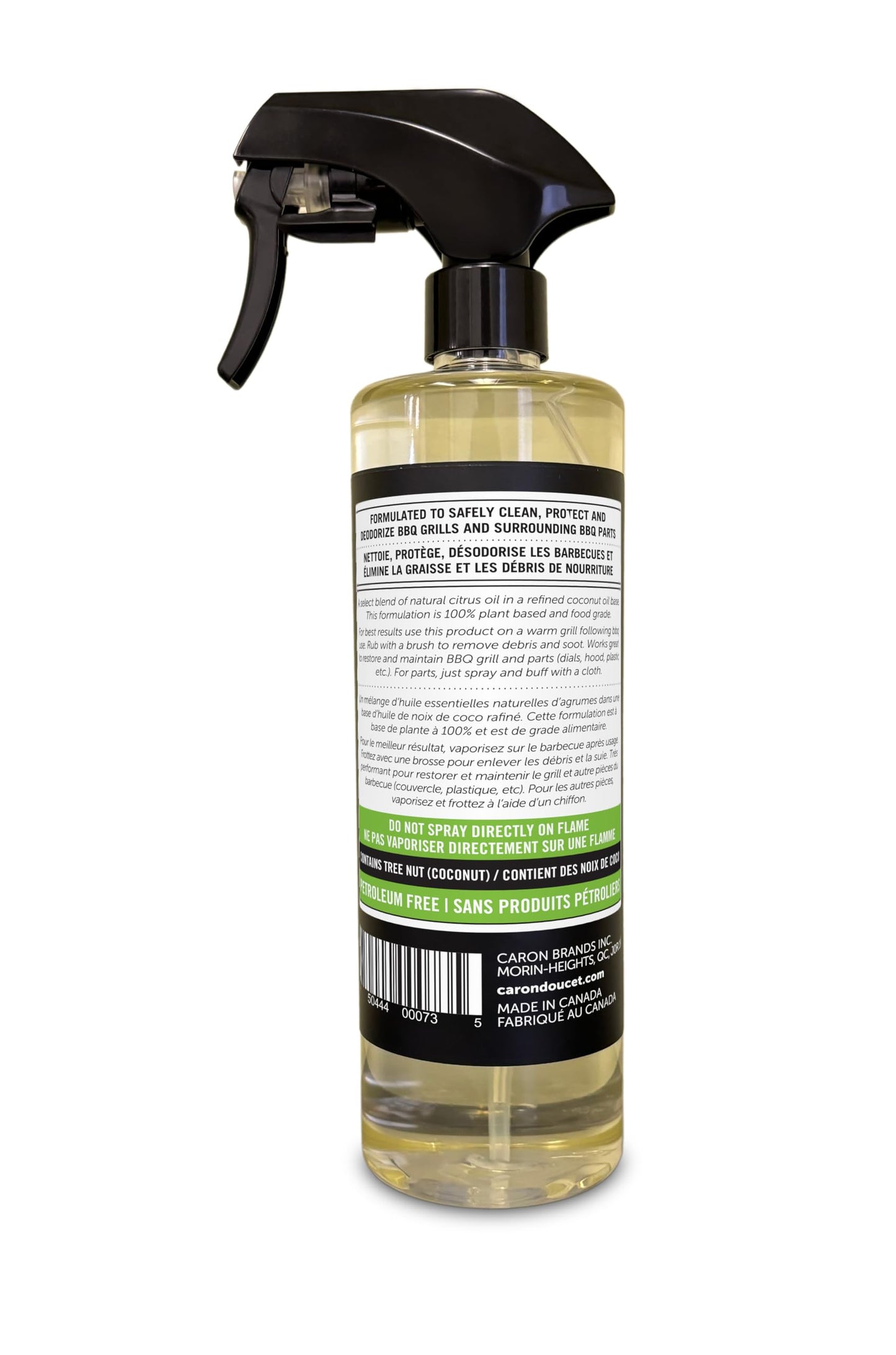CARON & DOUCET - BBQ Grill Cleaner Oil | 100% Plant-Based & Vegan | Best for Cleaning Barbeque Grills & Grates | Use with Wooden Scrapers, Brushes, Accessories & Tools | Great Gift for Dad! (16oz)