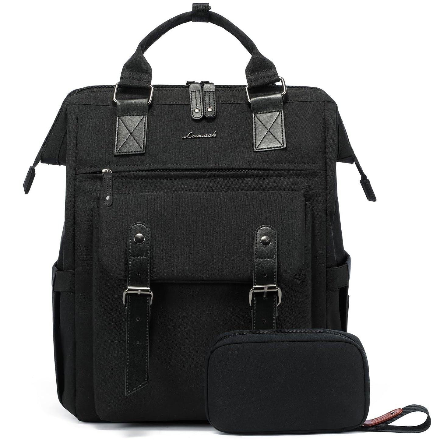 LOVEVOOK Laptop Backpack for Women 15.6 Inch Travel Backpack Nurse Teacher Work Bags Computer Backpack Purse Casual Daypack with USB Charging Port, Black-black