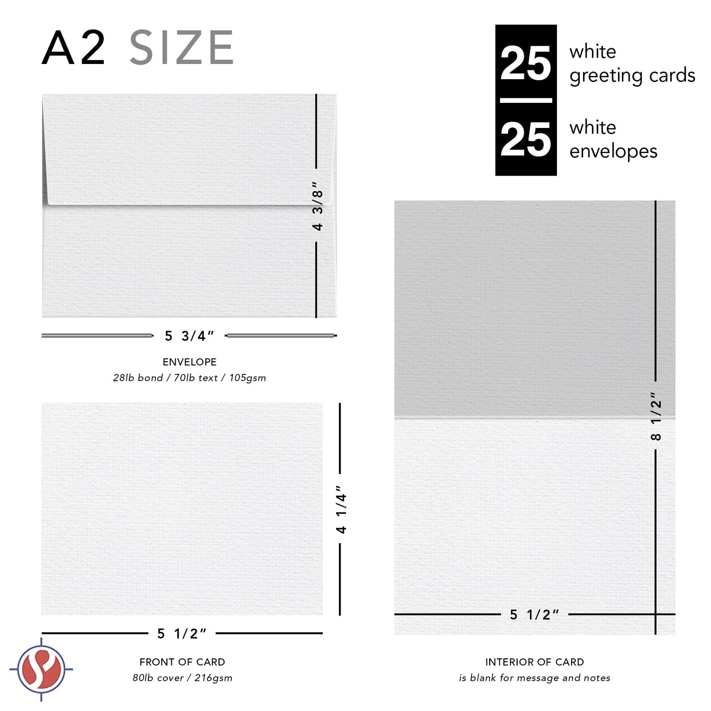 Linen Textured Greeting Cards – 4.25" x 5.5" Blank White Cardstock & Envelopes – Custom and DIY Cards for Business, Holidays, Baby Showers, Birthdays, Wedding Invitations, All Occasion – 25 per Pack