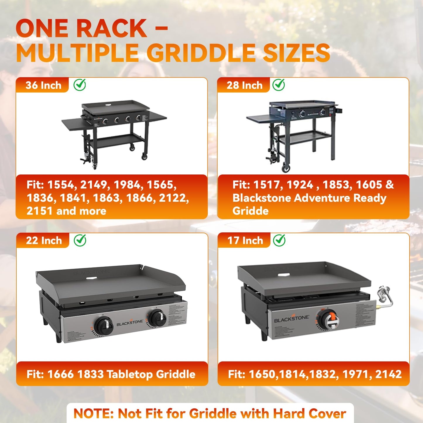 MixRBBQ Griddle Warming Rack, Adjustable for Blackstone 17-36 Inch Griddles, Stainless Steel, Silver