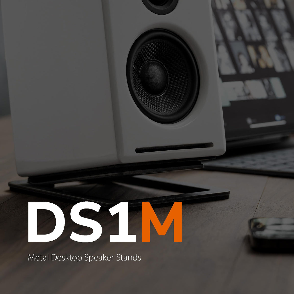 Audioengine DS1M Small Metal Speaker Stands - Tilted Steel Desktop Speaker Stands for Pc, Gaming and Studio Speakers