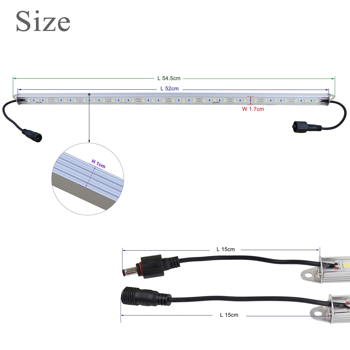 Aquarium Rigid LED Light Strips, Blue 12V DC Super Bright Waterproof Aluminum Marine Boat LED Lights Strip, 2 pc 20" Blue Light for Fish Coral Refugium and Reef Tank