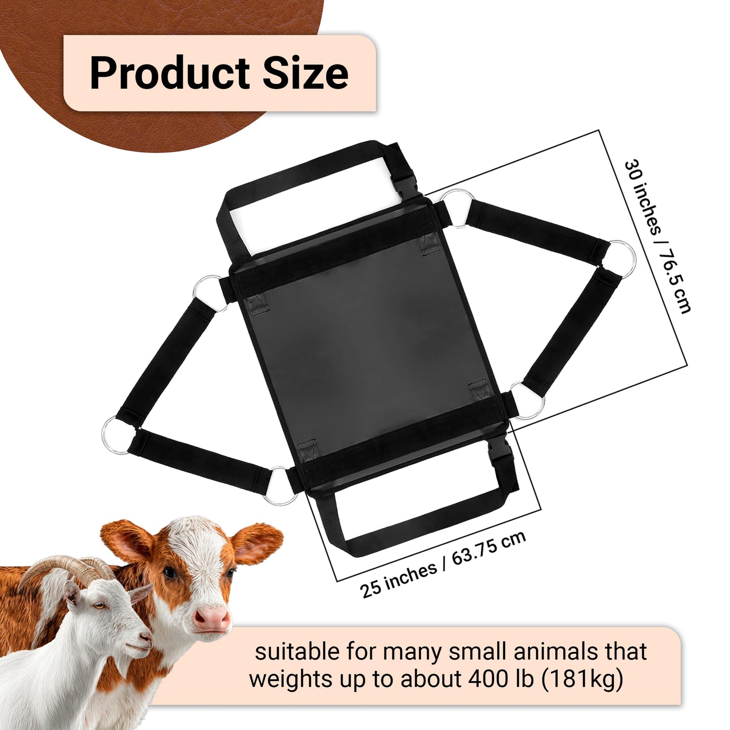 BRINGERPET Calf Sling for Weighing 30"*25" inch, Up to 400 LB Assist Weight Scale for Baby Calf, Lamb, Alpaca, Dog